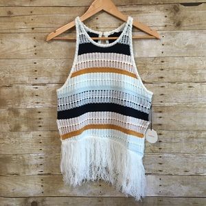 Tularosa sleeveless Brent knit fringe tank top